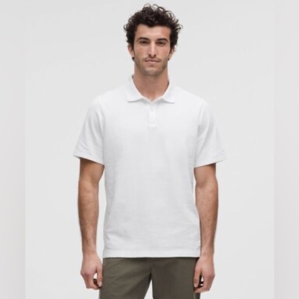 Lululemon Athletica Cotton Pique Short-Sleeve Polo Shirt White Polo Shirt Small